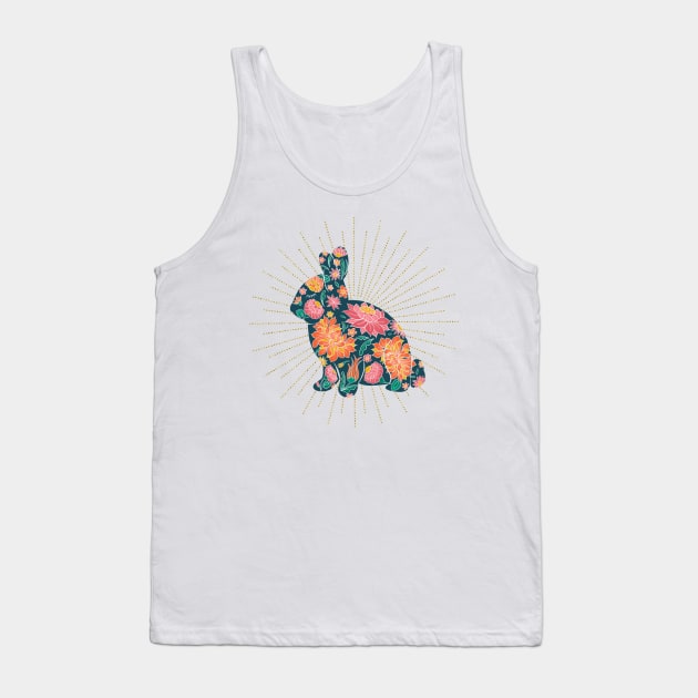 Chintz floral bunny silhouette Tank Top by Home Cyn Home 